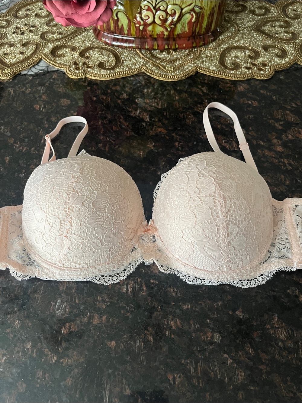 Marilyn Monroe Pale Pink Lace Plus Size Padded Bra 38C